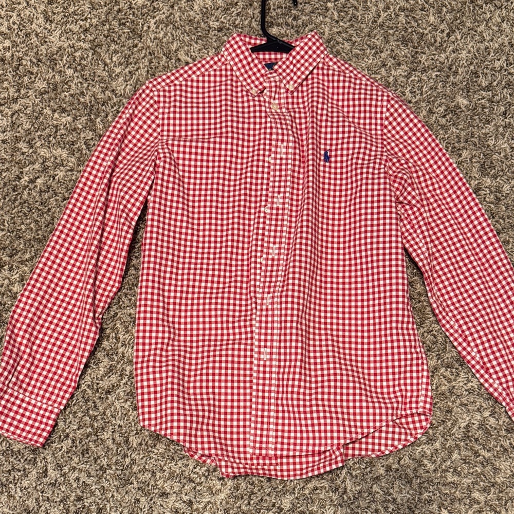 Ralph Lauren Red and White Gingham Button-Down Shirt